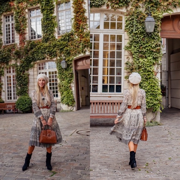 Anthropologie | NWT Talulah Tiered Boho Midi Dress Cream Black S - Picture 9 of 9